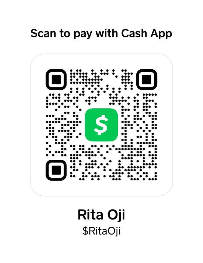 Cash App QR code for Rita Oji, cash tag RitaOji